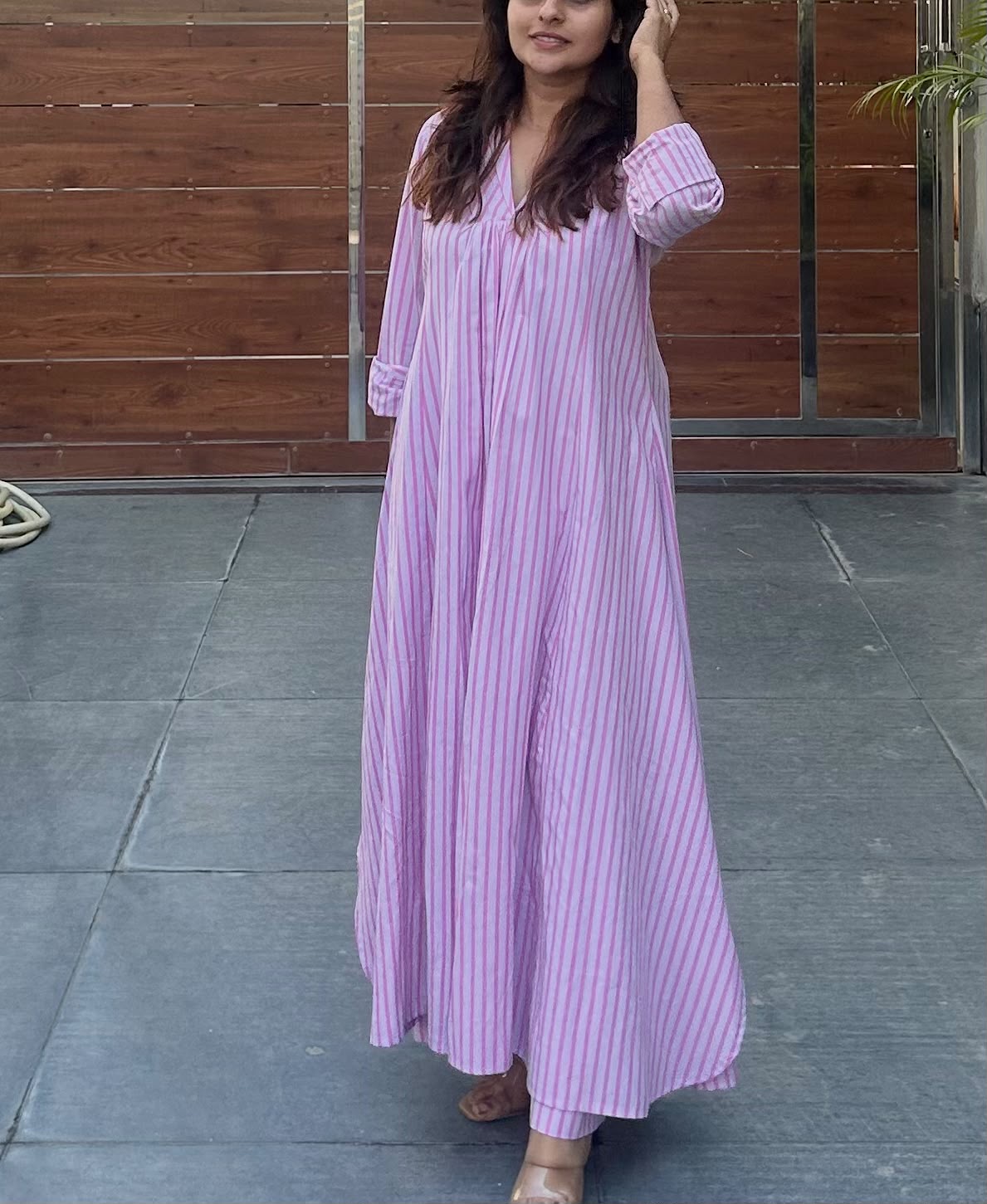 LAVENDER STRIPE FLARED SET
